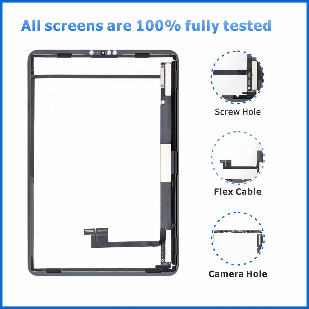 for iPad Pro 11 3rd Gen (2021) 4th Gen (2022) Screen Replacement Assembly LCD Display Touch Digitizer Premium Repair Kit with Tools (11 inch, A2377 A2459 A2301 A2460/ A2435 A2759 A2761 A2762)