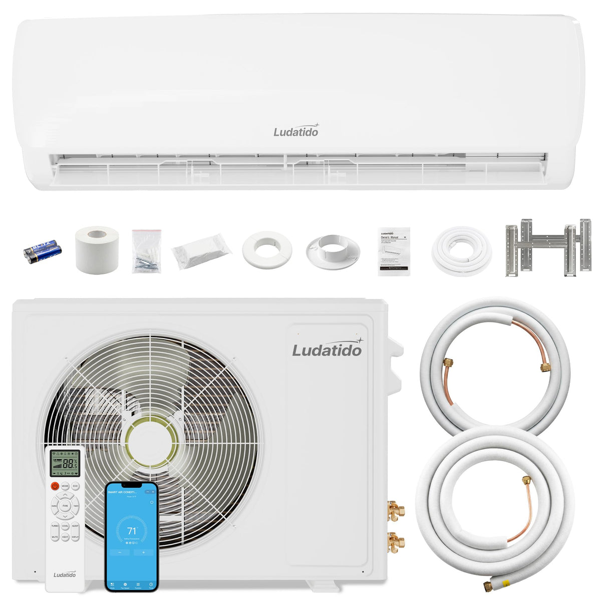Ludatido 2026 Upgraded 9000 BTU 19 SEER Ductless Mini Split Heat Pump