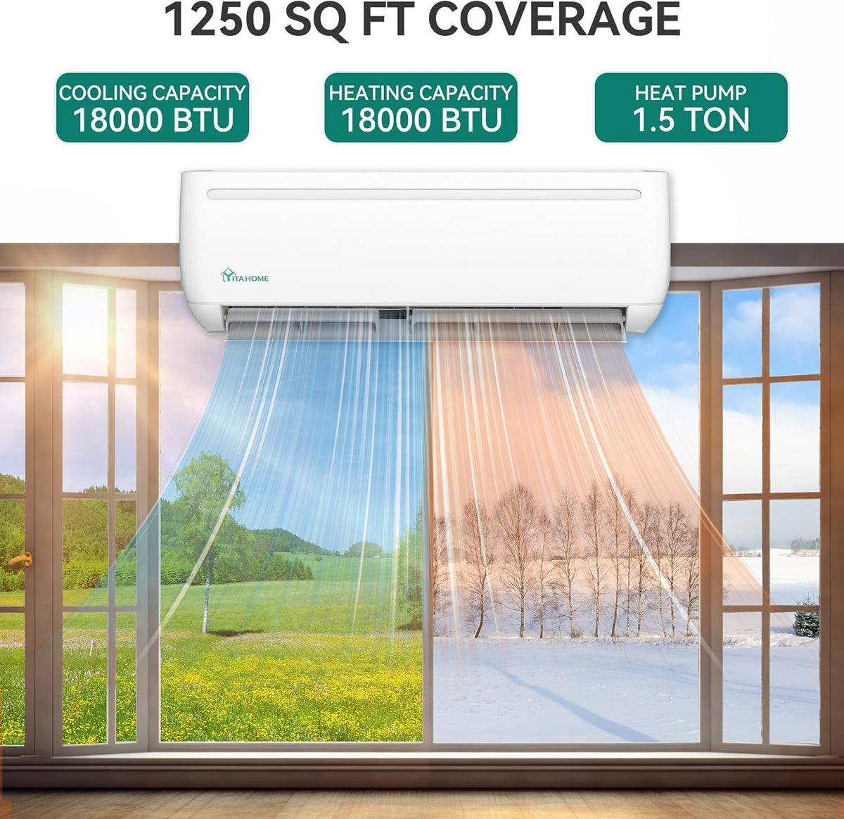 YITAHOME 18000 BTU Mini Split Air Conditioner Heat Pump System, Wifi