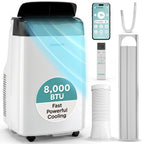 SereneLife 8000 BTU Portable Air Conditioner with Heat, Compact 4-in-1 Portable AC & Heater for Room Up to 350 Sq Ft with Dehumidifier & Fan Function, Remote Control, Window Mount Kit, 13" x 11" x 26"