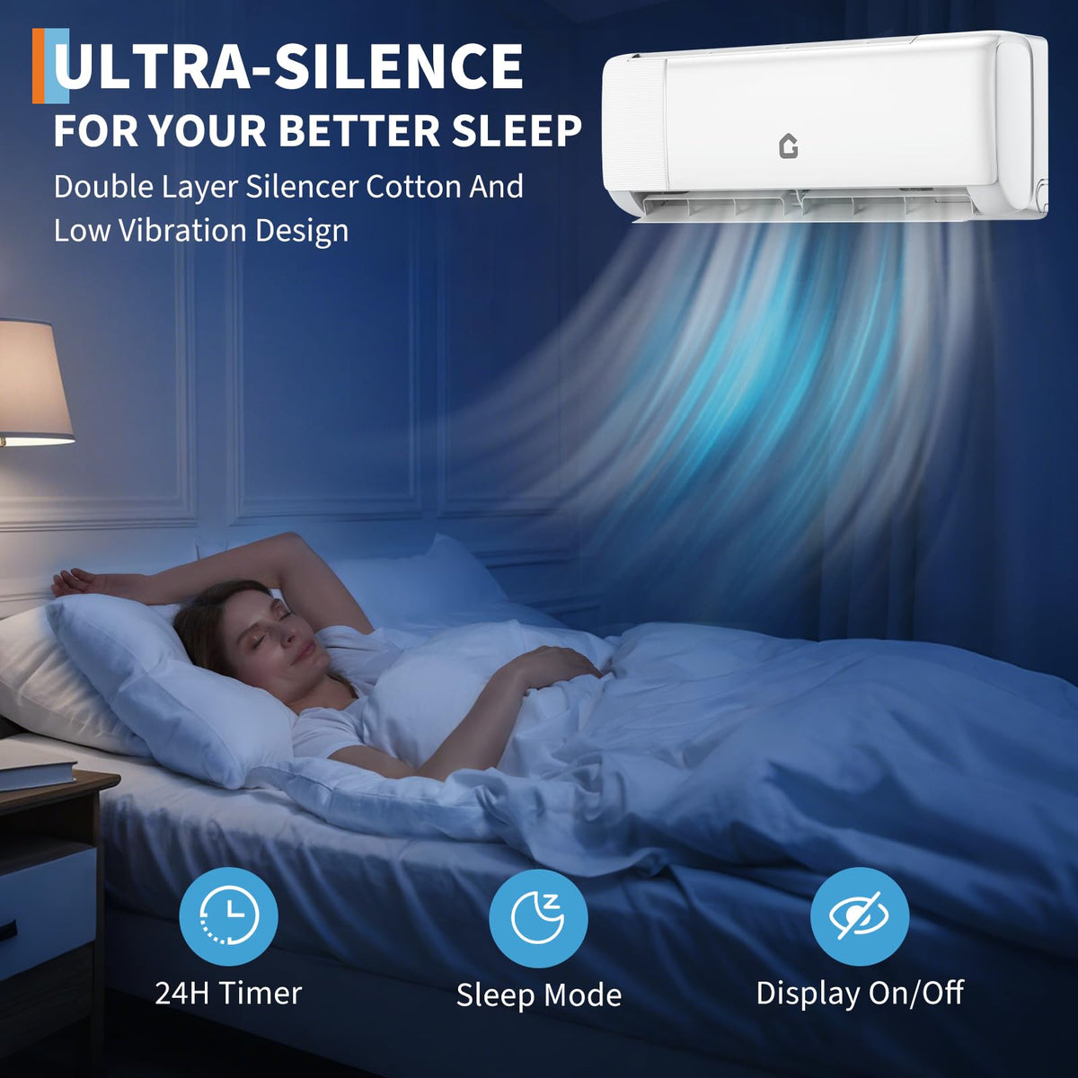 19 SEER2 24,000 BTU Mini Split AC & Heating System – 230V Inverter, Covers Up to 1,500 sq. ft., WiFi & Remote Control, Low Noise, Energy-Efficient Ductless Air Conditioner for Home