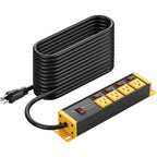 CCCEI 12 Gauge Long Extension Cord, Individual Switches, Yellow, 100FT.
