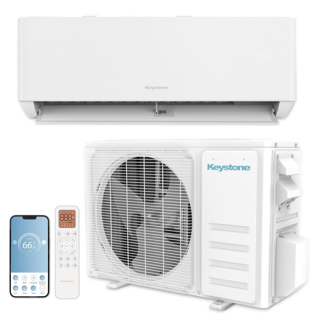 Keystone Summit 9,000 Cool/10,000 Heat BTU 230V Mini Split AC, 400 Sq Ft