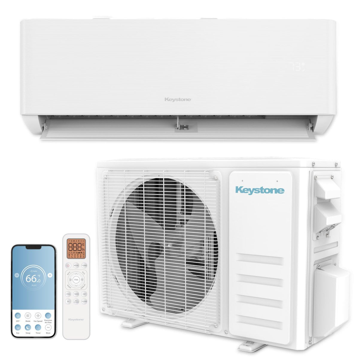 Keystone Summit 9,000 Cool/10,000 Heat BTU 230V Mini Split AC, 400 Sq Ft
