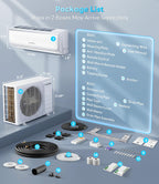 12000 BTU Mini Split Air Conditioner & Heater, AuraCore Series 20 SEER2 115V Inverter Energy-Efficient AC with Remote & APP, WiFi Alexa, Pro Installation Kit, Up to 750 Sq.Ft.