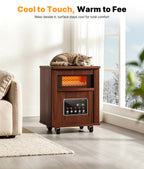 1500W Infrared Space Heater for Indoor Use with Wood Cabinet