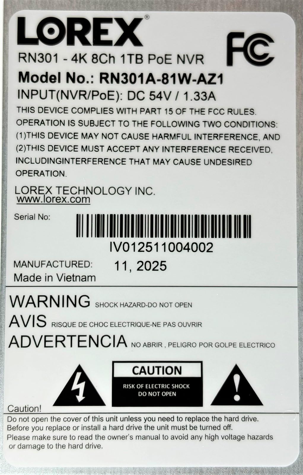 Lorex Connect App | V-Series | 8Ch 4K NVR System | 7 V3 Bullet IP Cameras
