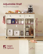VASAGLE Mobile Kitchen Wooden Island Cart with Storage for Dining Room
