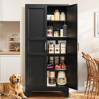 Metal Pantry Storage Cabinets with Doors and Shelves,75" Tall White