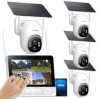 Solar Security Cameras Wireless System with 10" Touch Monitor, 4MP