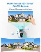 Camcamp Wireless Security Camera System with 10.1" Monitor, Dual Lens PTZ CCTV Camera Security System, 10CH Expandable 4K NVR,Auto Tracking, No Subscription for Outdoor Indoor, 5G & 2.4G WiFi