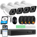 H.265+ Wired Security Camera DVR Kit System with AI Human Vehicle Detection, 4x 1920P 5MP IP67 Metallic Indoor/Outdoor Cameras IR Night Vision Remote Access, 4K NVR 1TB HDD Included for 24/7 Recording
