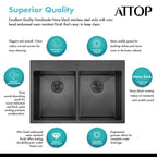 33 Inch Black Drop in Double Bowls Kitchen Sink