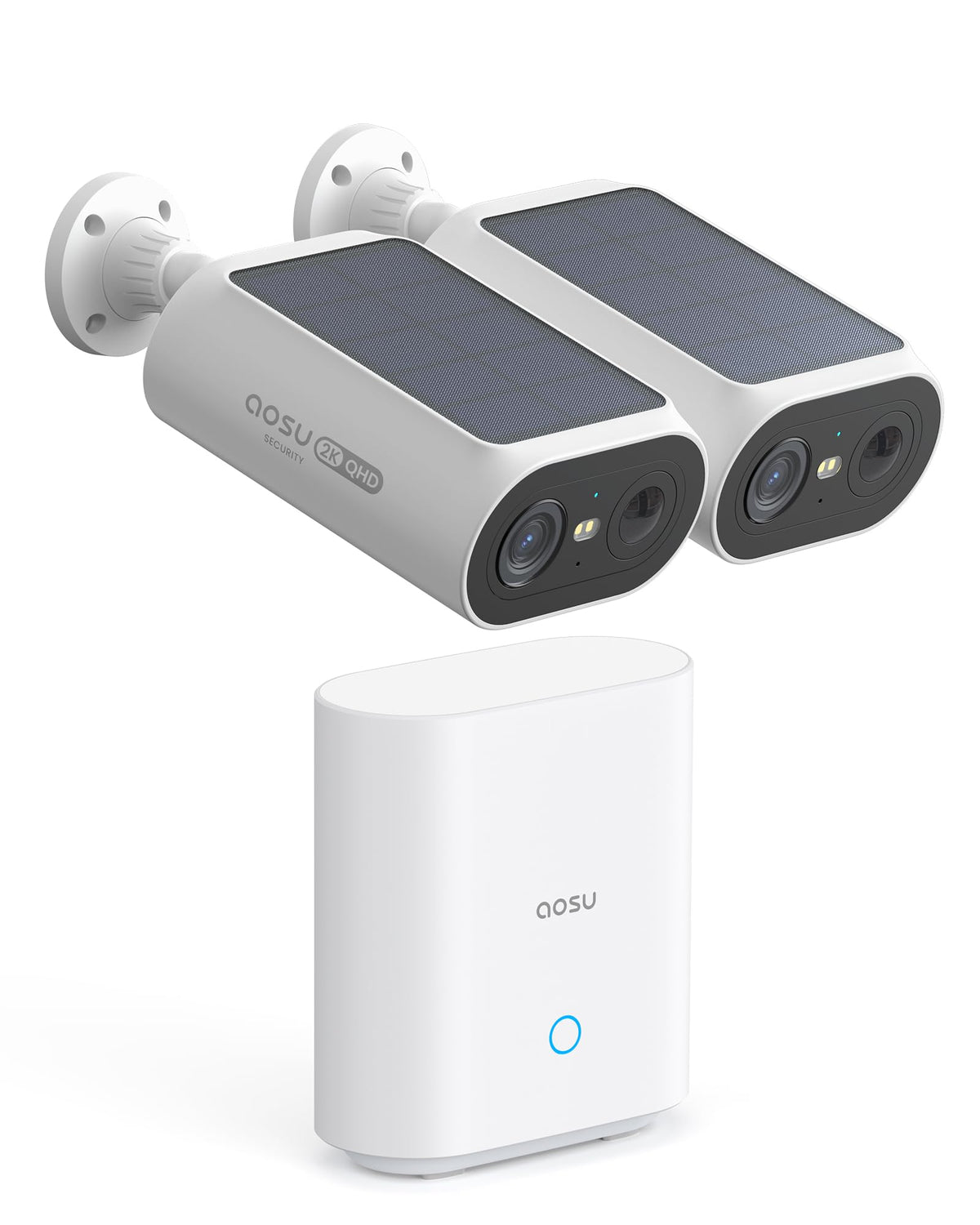 aosu 2K QHD Solar Security Cameras Wireless Outdoor System, 4-Cam-Kit