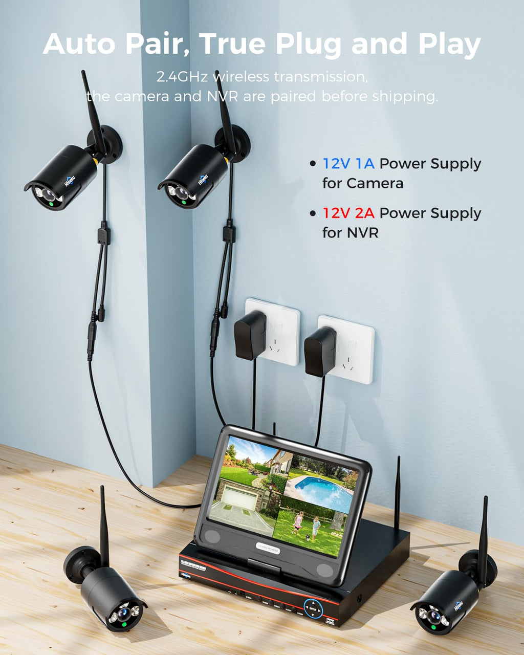Hiseeu 5MP Home Security Camera System Outdoor, 2.4G/5G Wireless WiFi Pro