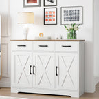 HOSTACK Kitchen Buffet Cabinet with Storage, Sideboard Coffee Bar, White