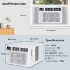 ROVSUN 12000 BTU Air Conditioner Window Unit with Heat, 4-in-1 Window AC Unit Cooler, Heater, Dehumidifier & Fan with Timer, Remote Control & Installation Kit for Rooms up to 550 Sq. Ft, 208/230V