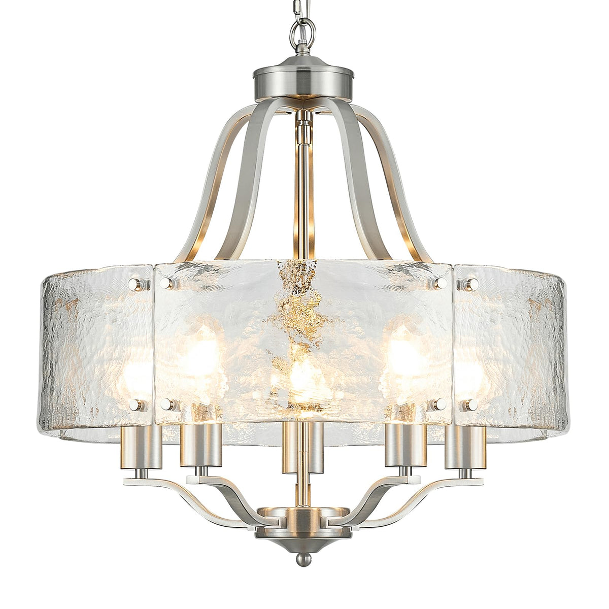 20.4'' Brushed Nickel Glass Chandeliers for Dining Room Light Fixture