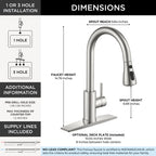 FORIOUS Touch Activated Kitchen Faucets Pull Down Sprayer, Brushed Nickel