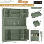 HOSTACK 71" Tall Kitchen Pantry Storage Cabinet, 55" W Kitchen Hutch, Green