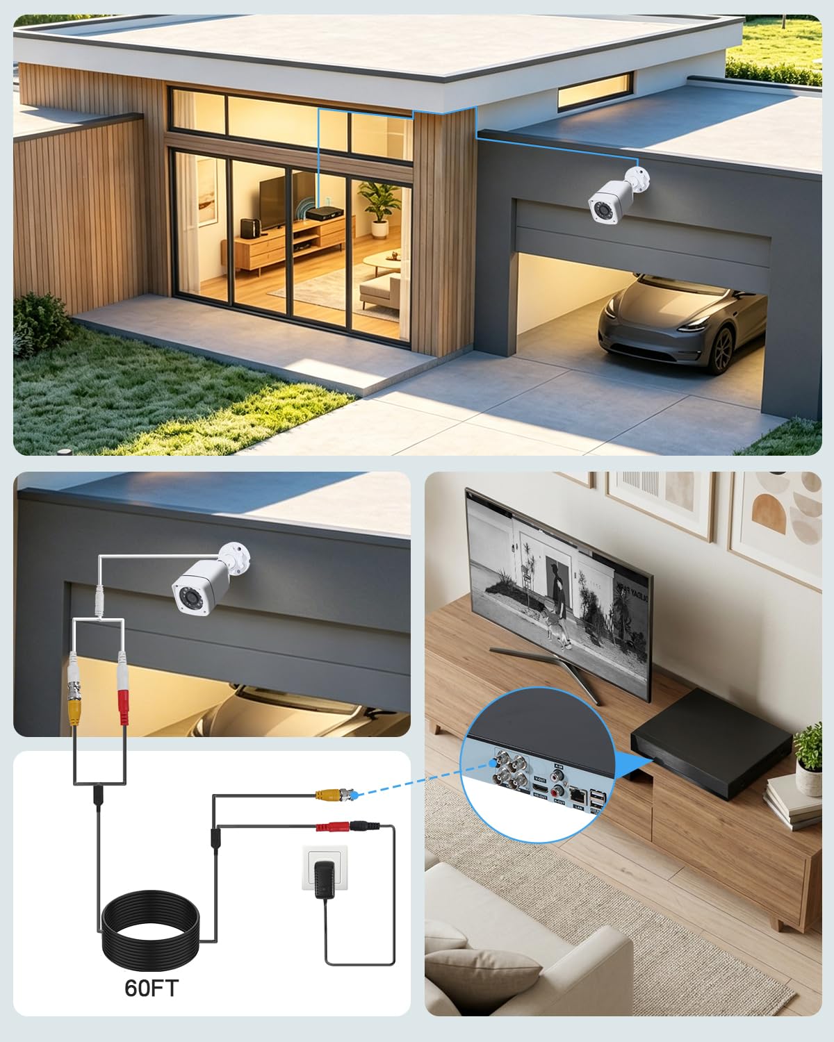 4CH Wired Security Camera System, AIWIXEN 4X 1080P Cam, DVR with 512GB HDD