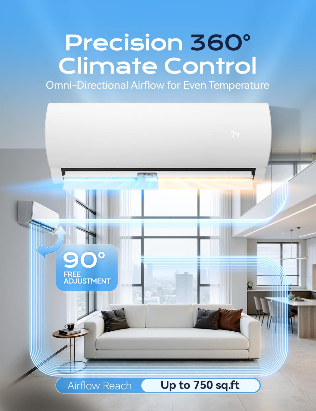 12000BTU Mini Split Air Conditioner& Heater with Heat Pump, 115V