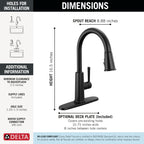 Delta Finnridge Matte Black Kitchen Faucet with Pull Down Sprayer, High Pressure ProClean Spray Modern Single Hole Kitchen Sink Faucet, Matte Black 19730LF-BL