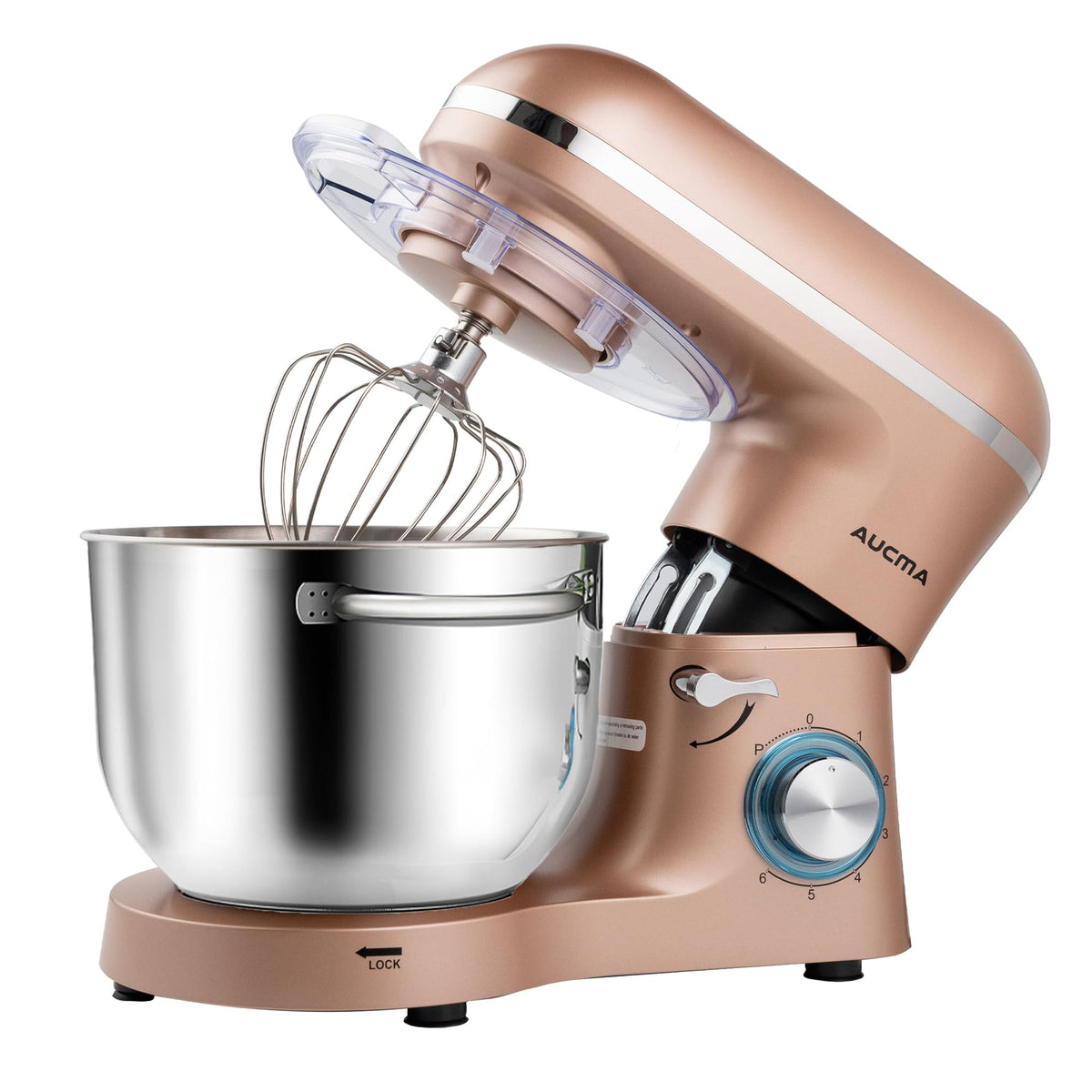 Aucma Stand Mixer,8QT 900W Tilt-Head Food Mixer, Kitchen Electric Mixer with Dough Hook, Wire Whip & Beater (Gray, 8QT)