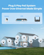 ZOSI 4K 16CH PoE Security Camera System, 12x 8MP Outdoor Cameras, 4TB HDD