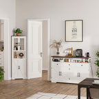 51" Farmhouse Buffet Sideboard Cabinet with Storage, White Kitchen Storage