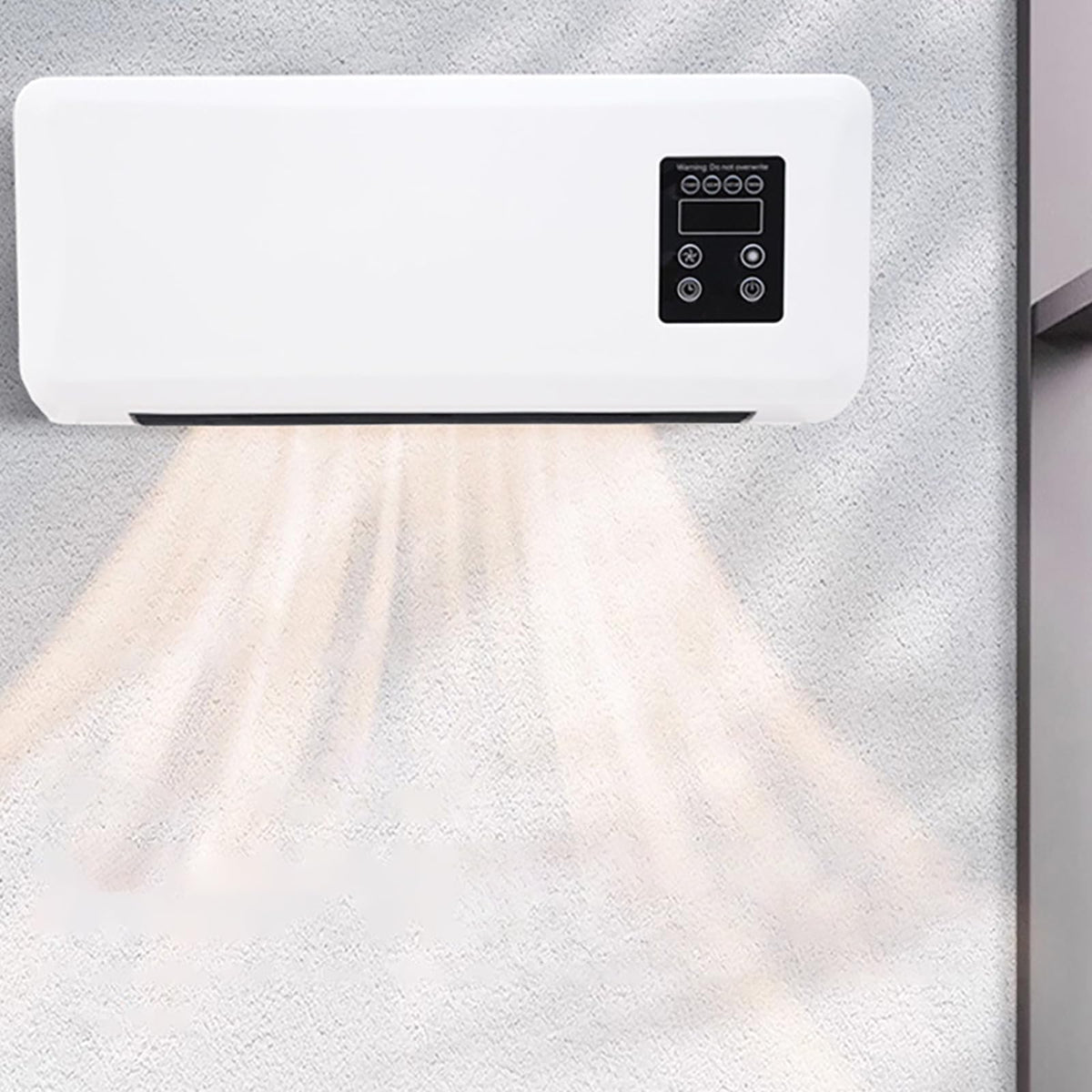 Wall Mounted Heater Combo Ductless Portable AC Fan Unit Window Needed Smart Home Warming System (White, B)