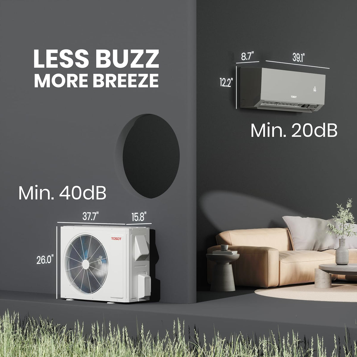 TOSOT 18,000 BTU 24.5 SEER2 Mini Split, Aoraki Series, 208-230V, Black