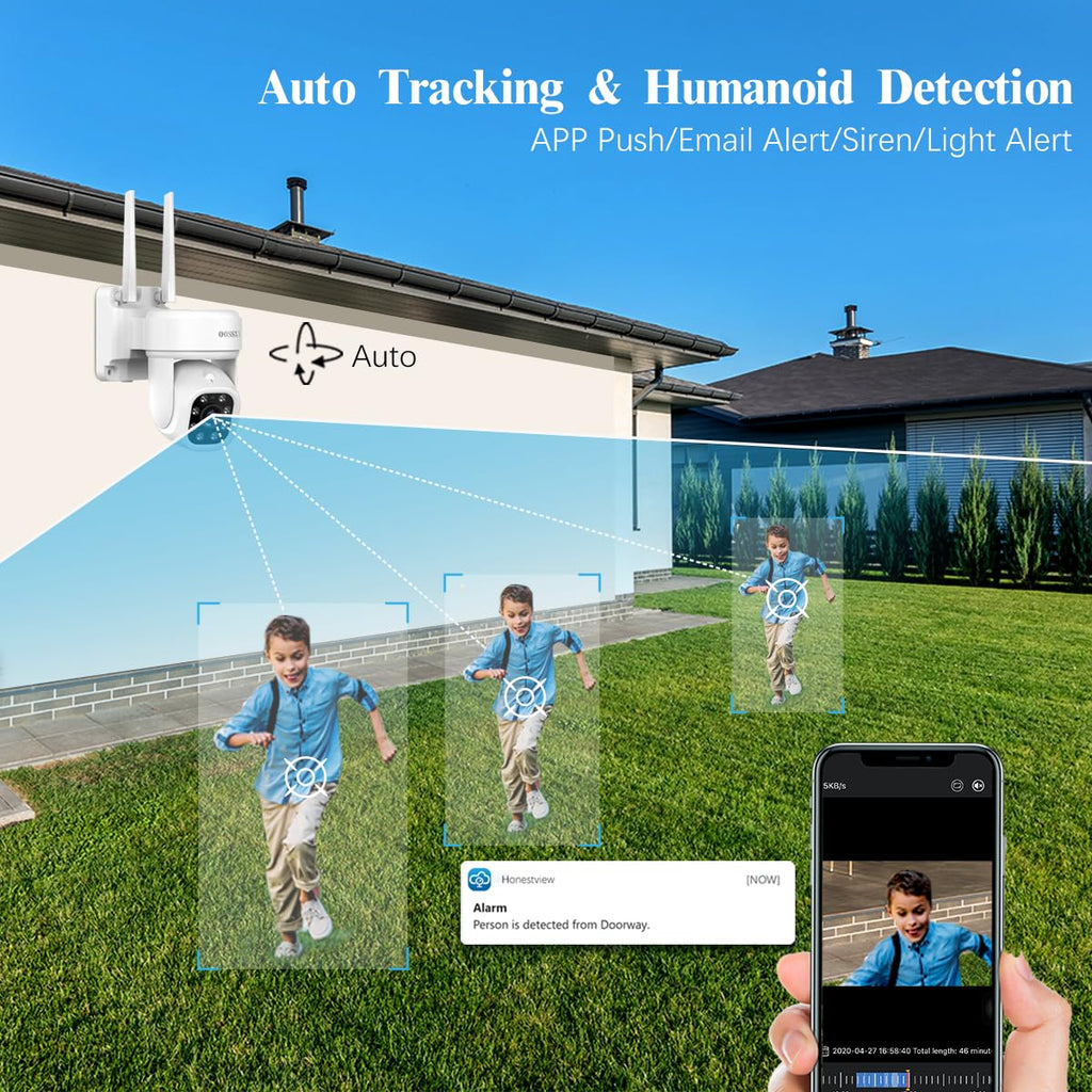 5MP PT Wireless Security Camera System 4Pcs Outdoor Cameras 2TB HDD