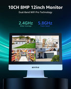 ANNKE 5MP Wireless Security Camera System, 12" Monitor, 4 Cameras, 1TB HDD