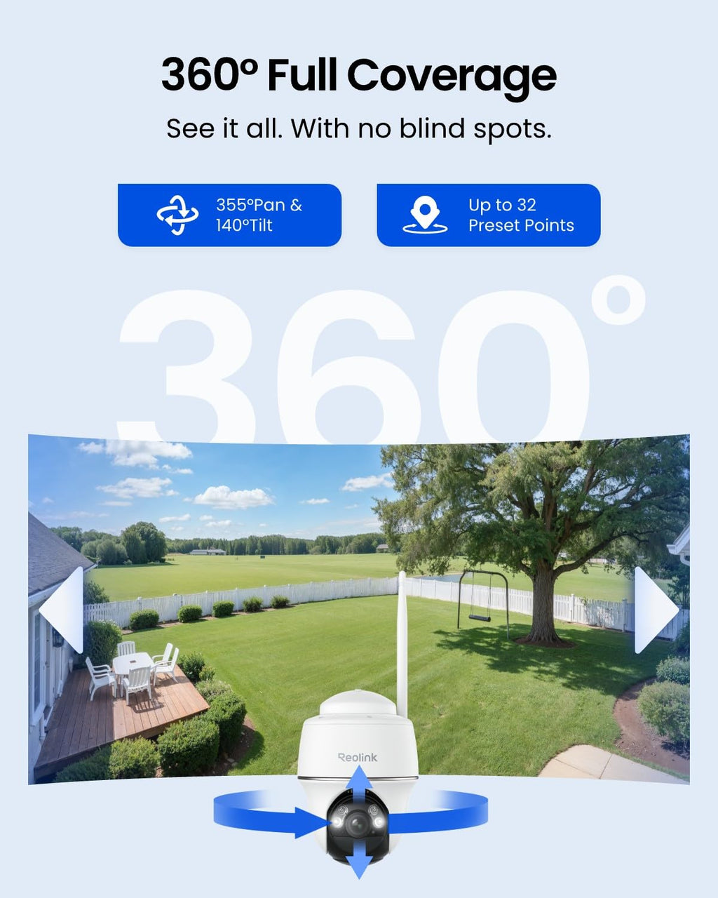 REOLINK Solar Security Cameras Wireless Outdoor 360° Coverage Argus PT