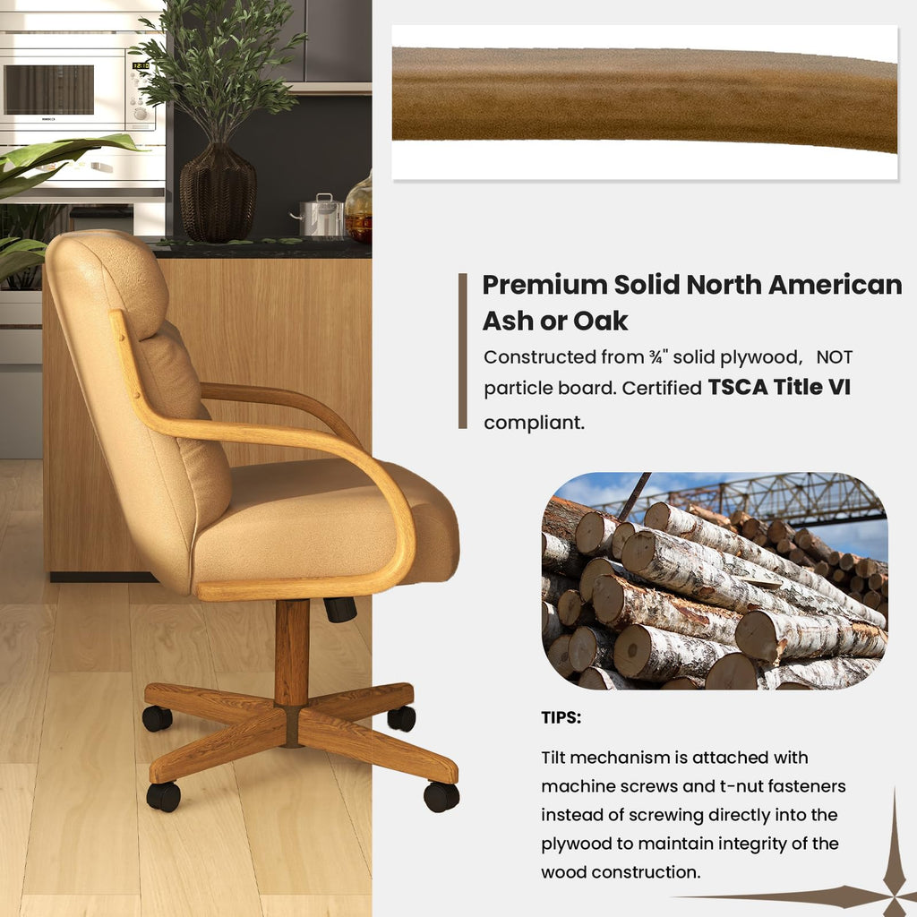 D9520 6pc Swivel Tilt Kitchen Dining Chair - Taupe-Chestnut