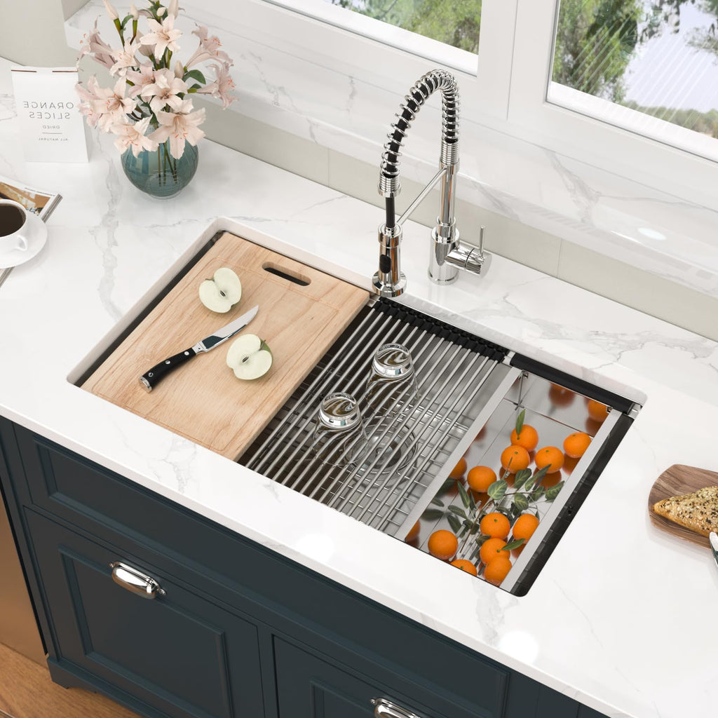 30 Inch Undermount Kitchen Sink Workstation Stainless Steel