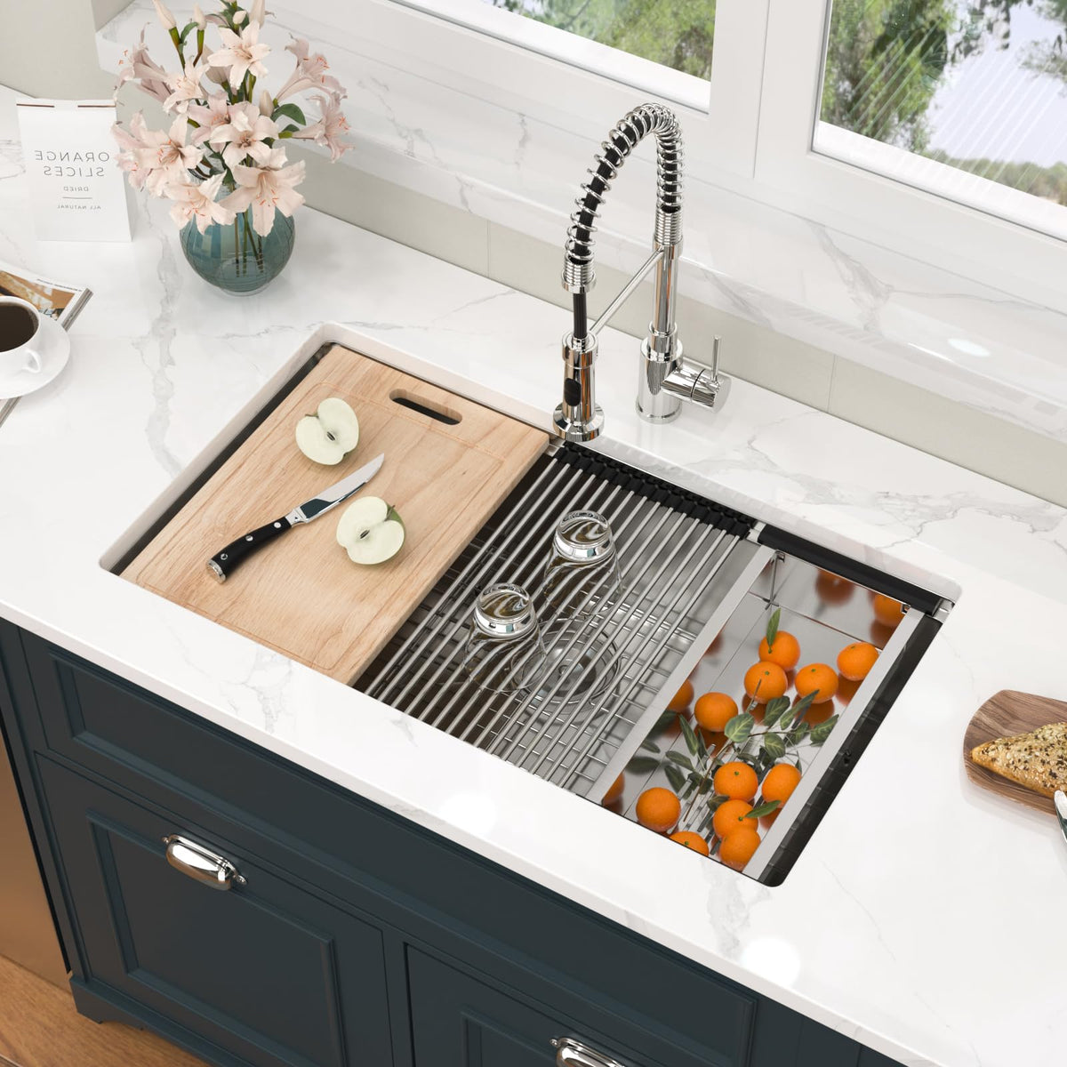30 Inch Undermount Kitchen Sink Workstation Stainless Steel