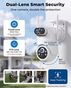Security Cameras Wireless Outdoor No Monthly Fee, 2 Cam Kit Dual-Lens Solar Security Camera System,128GB Local Storage, IP66, Night Vision,5G&2.4G WiFi 4MP Cameras for Home Security Router Compatible