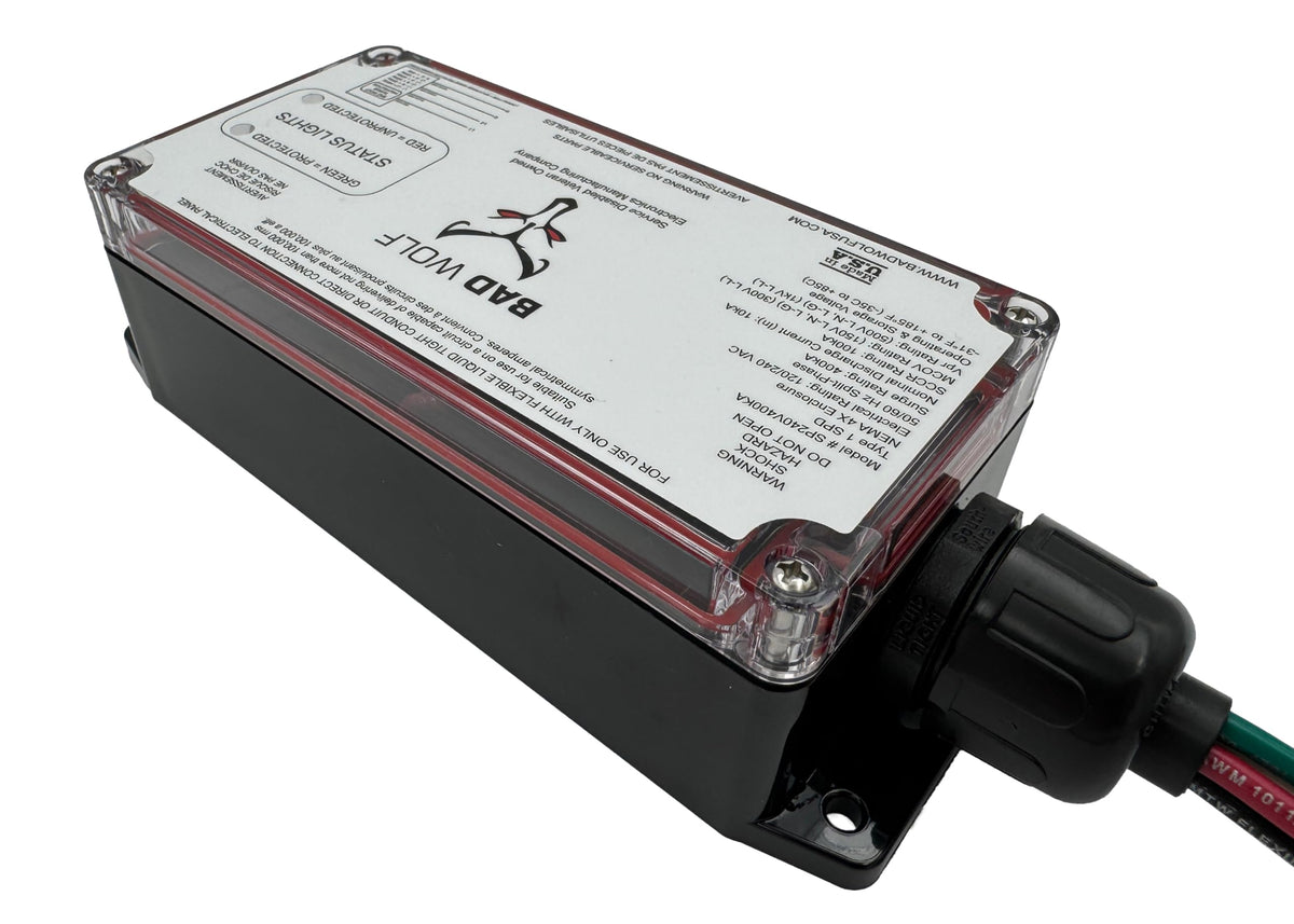Bad Wolf SP240V400KA Whole House Surge Protector ETL Listed Type 1 SPD, 400kA, 120/240V Split Phase, NEMA 4X, with EM Protection