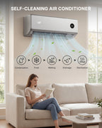 Upstreman 12000 BTU Mini Split AC/Heating System, 230V Silver Mini Split Air Conditioner, 20 SEER2 Ductless Split AC, Energy Efficient Inverter, WiFi Control, with Mounting Bracket, Up to 750 Sq.Ft