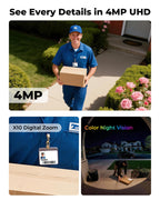 Security Cameras Wireless Outdoor 5G& 2.4G, No Subscription, 2 Cam-Kit,4MP Solar Powered Home Security Cameras System With 360°PTZ,128GB Local Storage,Color Night Vision WiFi Cameras for Home Security