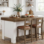 Tribesigns 55" Kitchen Island with Storage & Seating (Rustic Brown & White)
