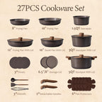CAROTE 27pcs Pots and Pans Set Non Stick, Detachable Handle Cookware Set