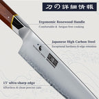 HOSHANHO 7 PCS Kitchen Knife Set, Sharp Japanese Magnetic Knife Block Set