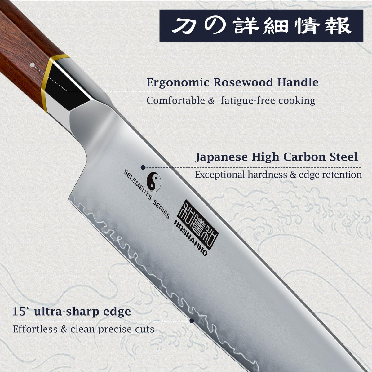 HOSHANHO 7 PCS Kitchen Knife Set, Sharp Japanese Magnetic Knife Block Set