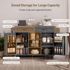 Kitchen Island with Power Outlets & Drop Leaf, Kitchen Cart with Storage, Drawer and Spice Rack, Tower Rack, Island Table, Black and Rustic Brown