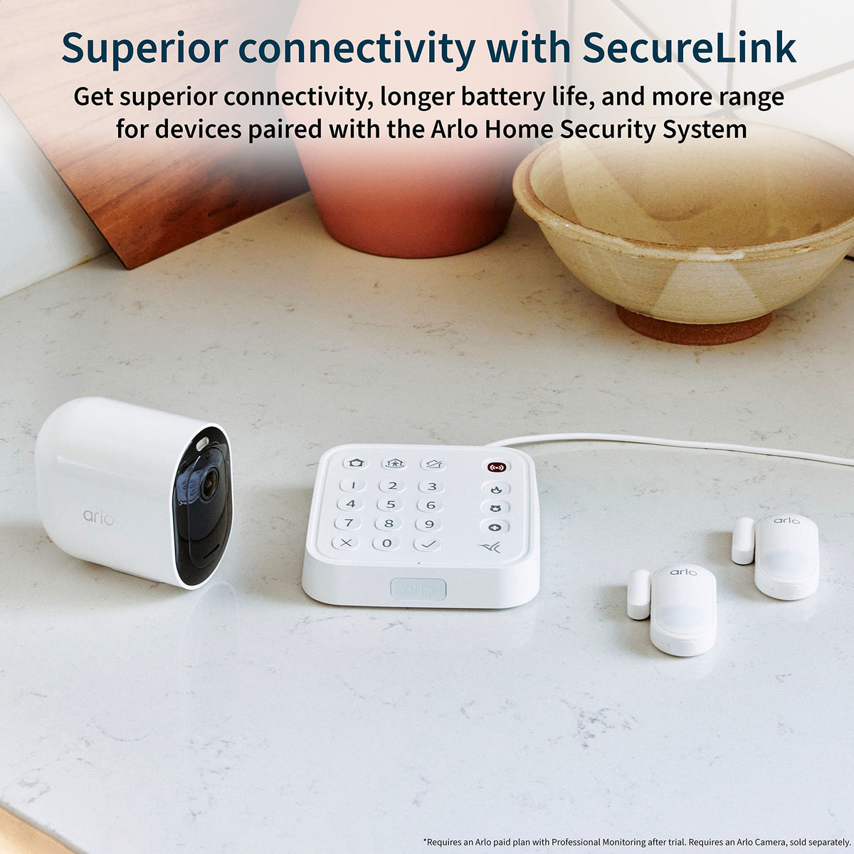 Arlo Home Security System - Alarm System with Wired Keypad Sensor Hub, 5 8-in-1 Sensors & Yard Sign - No Contract Required - DIY Installation - White, SS1501