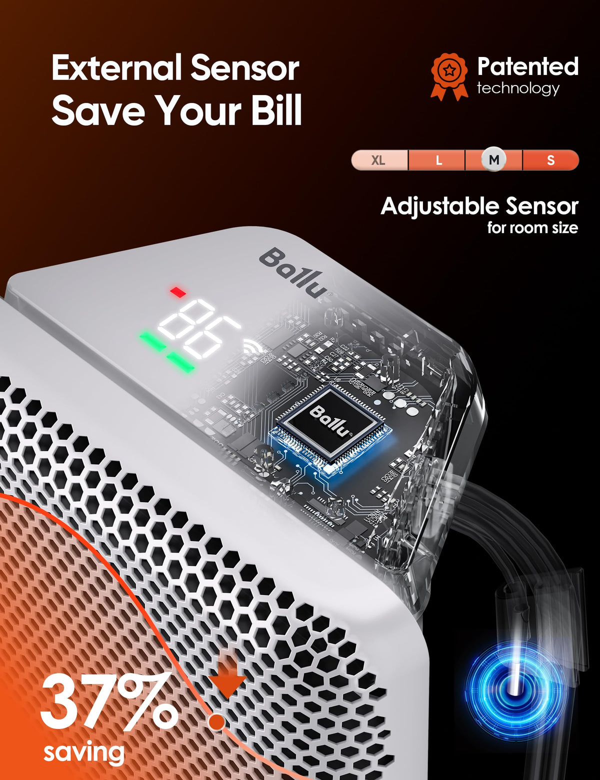 Ballu Convection Space Heater for Large Room With WiFi&Remote Control