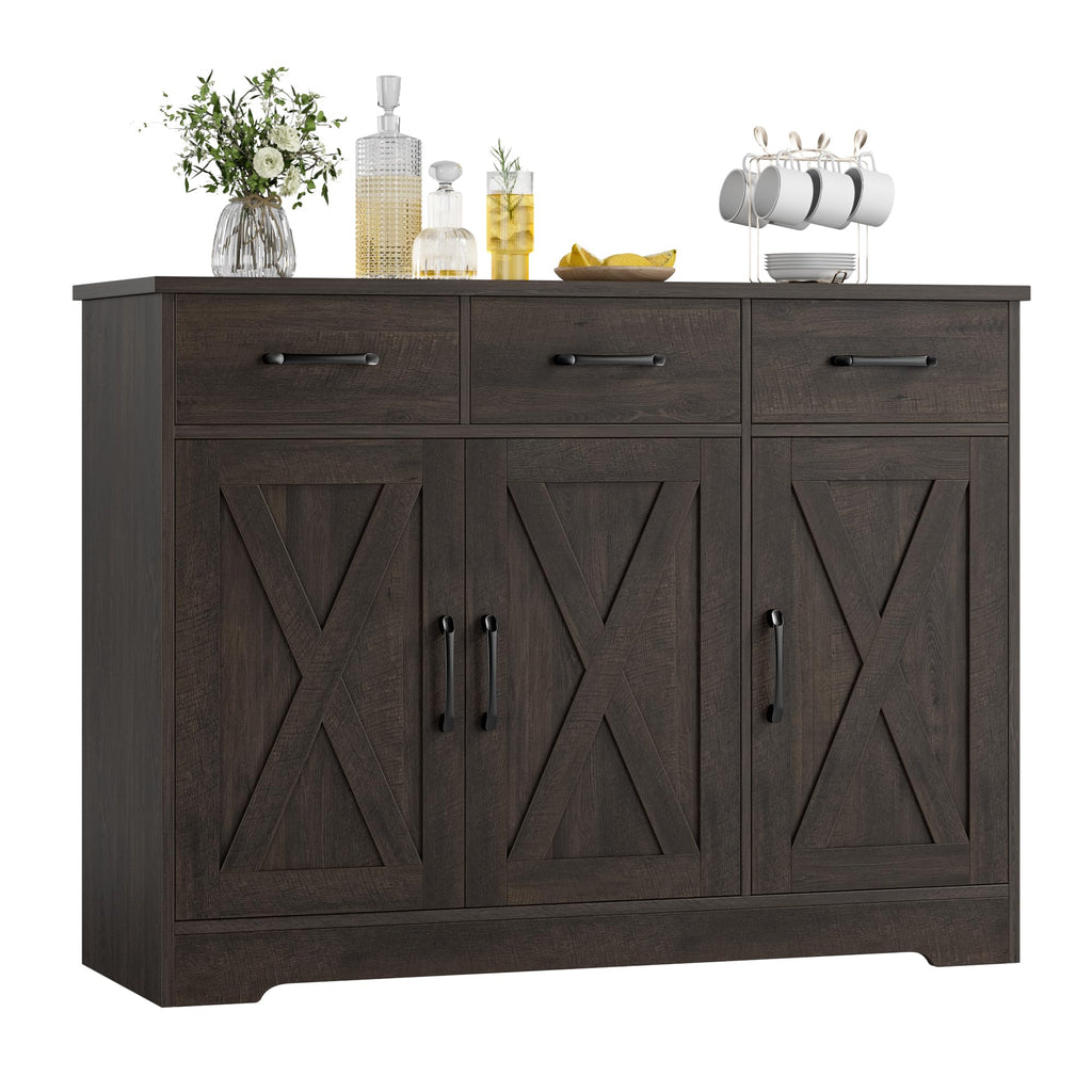 HOSTACK Kitchen Buffet Cabinet with Storage, Sideboard Coffee Bar, White